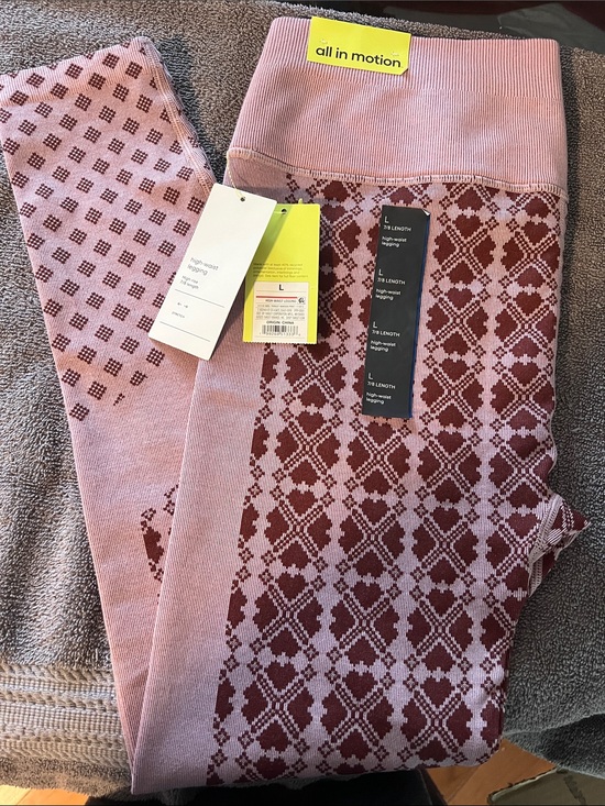 all in motion Pants - all in motion Pink and Maroon Geometric High-Waist Leggings